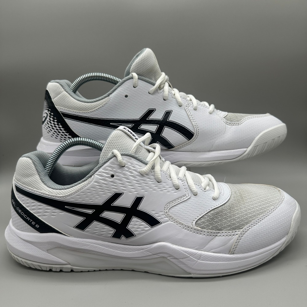 Asics Gel-Dedicate 8 Tennis Shoes Mens 11.5 White Black Athletic Sneakers